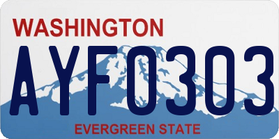 WA license plate AYF0303