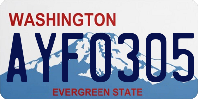 WA license plate AYF0305