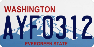 WA license plate AYF0312