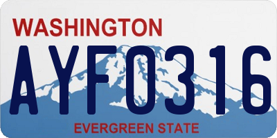 WA license plate AYF0316
