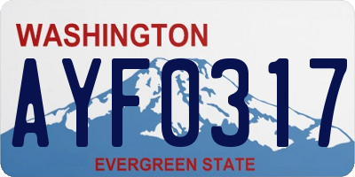 WA license plate AYF0317