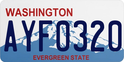 WA license plate AYF0320