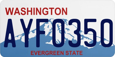 WA license plate AYF0350