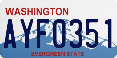 WA license plate AYF0351