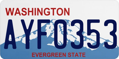 WA license plate AYF0353