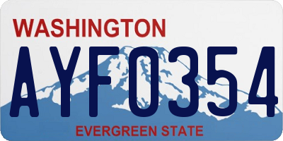WA license plate AYF0354