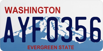 WA license plate AYF0356