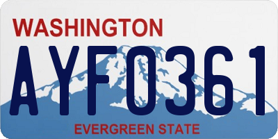 WA license plate AYF0361