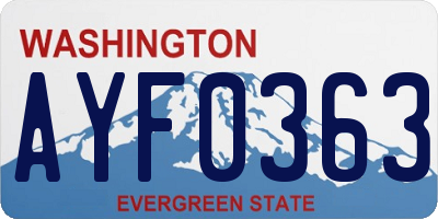 WA license plate AYF0363