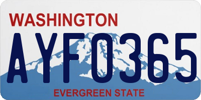 WA license plate AYF0365
