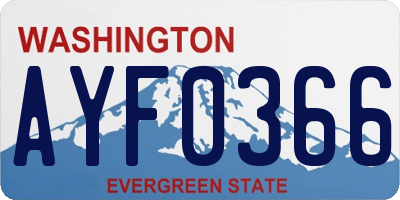 WA license plate AYF0366