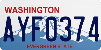 WA license plate AYF0374