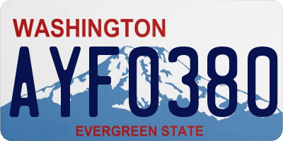 WA license plate AYF0380