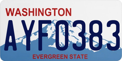 WA license plate AYF0383