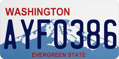 WA license plate AYF0386