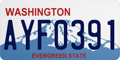 WA license plate AYF0391