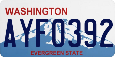 WA license plate AYF0392