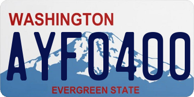 WA license plate AYF0400