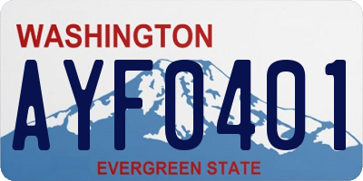 WA license plate AYF0401