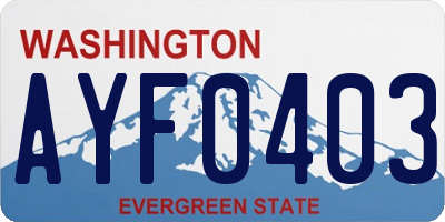 WA license plate AYF0403