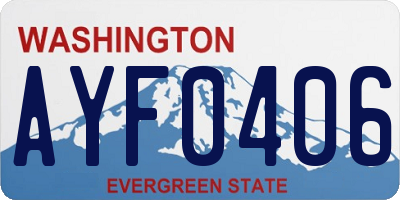 WA license plate AYF0406