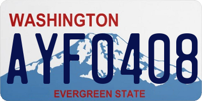 WA license plate AYF0408