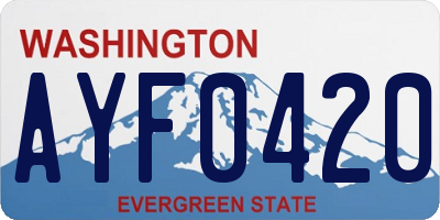 WA license plate AYF0420