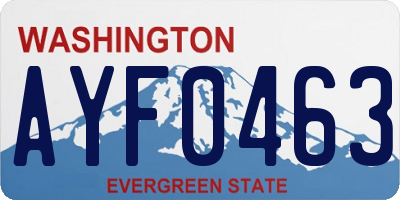 WA license plate AYF0463