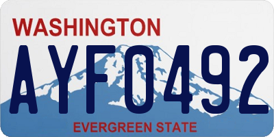 WA license plate AYF0492