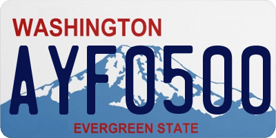 WA license plate AYF0500