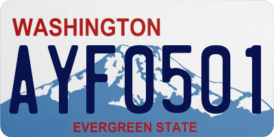 WA license plate AYF0501
