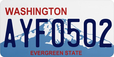 WA license plate AYF0502
