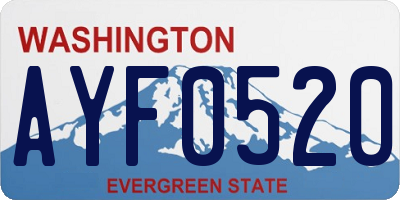 WA license plate AYF0520