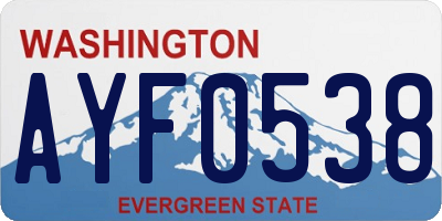 WA license plate AYF0538