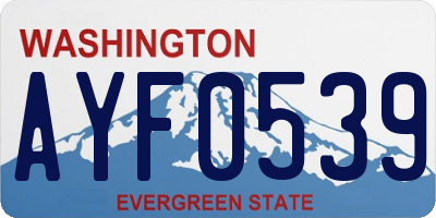 WA license plate AYF0539