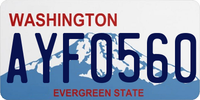 WA license plate AYF0560