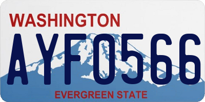 WA license plate AYF0566