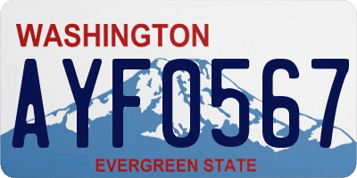 WA license plate AYF0567