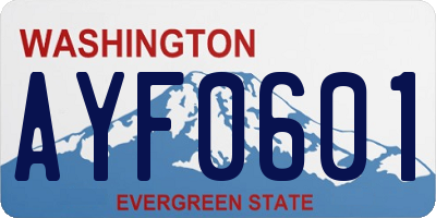 WA license plate AYF0601