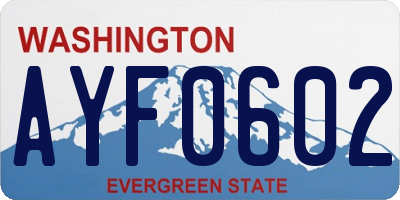 WA license plate AYF0602