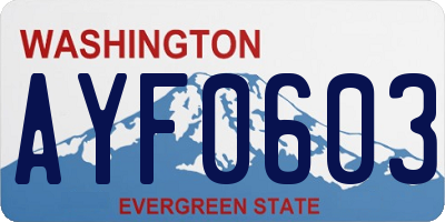 WA license plate AYF0603