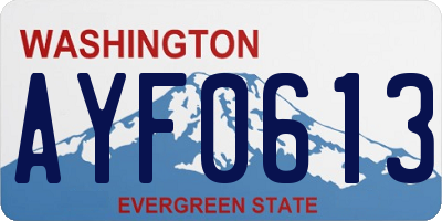 WA license plate AYF0613