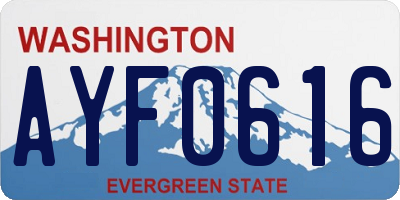 WA license plate AYF0616