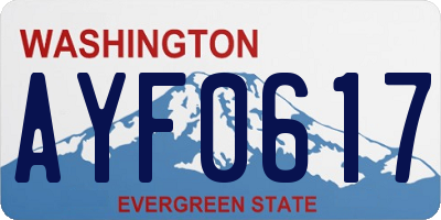 WA license plate AYF0617