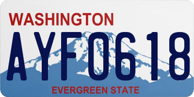WA license plate AYF0618