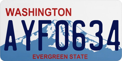 WA license plate AYF0634