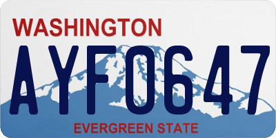 WA license plate AYF0647