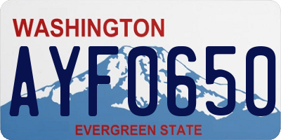 WA license plate AYF0650