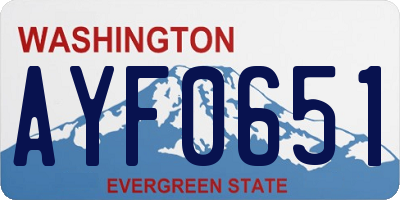 WA license plate AYF0651