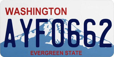 WA license plate AYF0662
